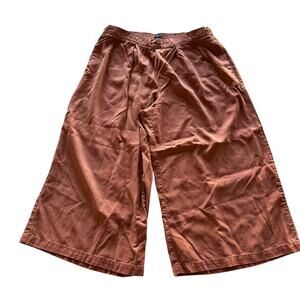 Womens Pants Size Large Rust Brown Wide Leg Fisherman Coastal Beachy Indie Twee